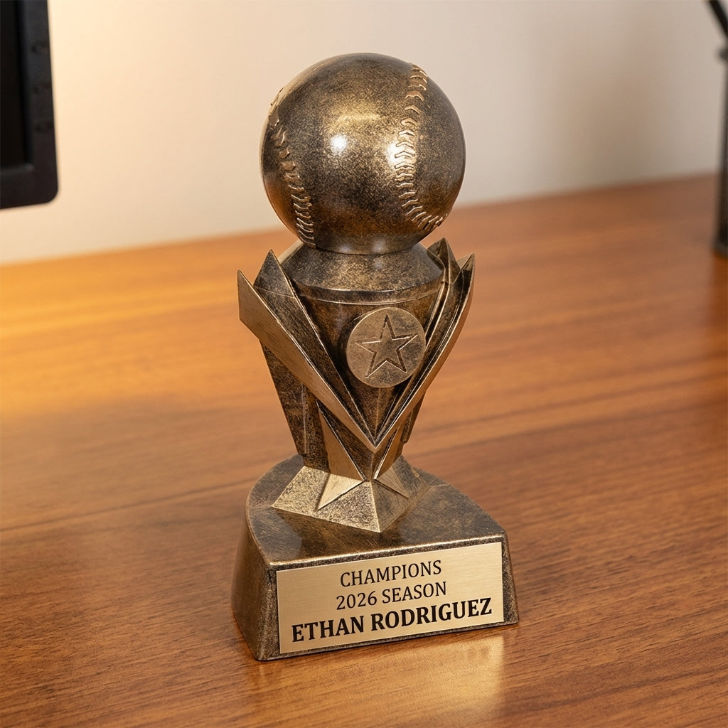 Personalized Baseball/Softball Trophy 7"/8.75" - Custom Engraved ASTRO AWARD for Team, Coach & MVP Awards - View 2