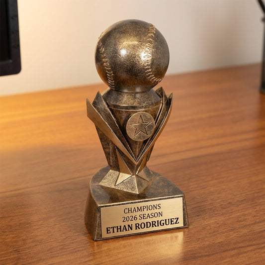Personalized Baseball/Softball Trophy 7"/8.75" - Custom Engraved ASTRO AWARD for Team, Coach & MVP Awards - View 2