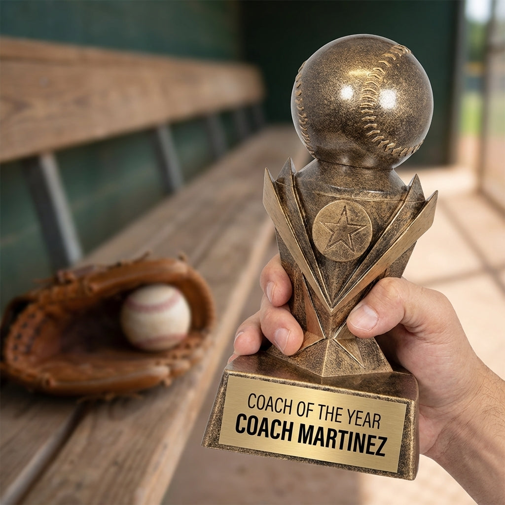 Personalized Baseball/Softball Trophy 7"/8.75" - Custom Engraved ASTRO AWARD for Team, Coach & MVP Awards - View 5
