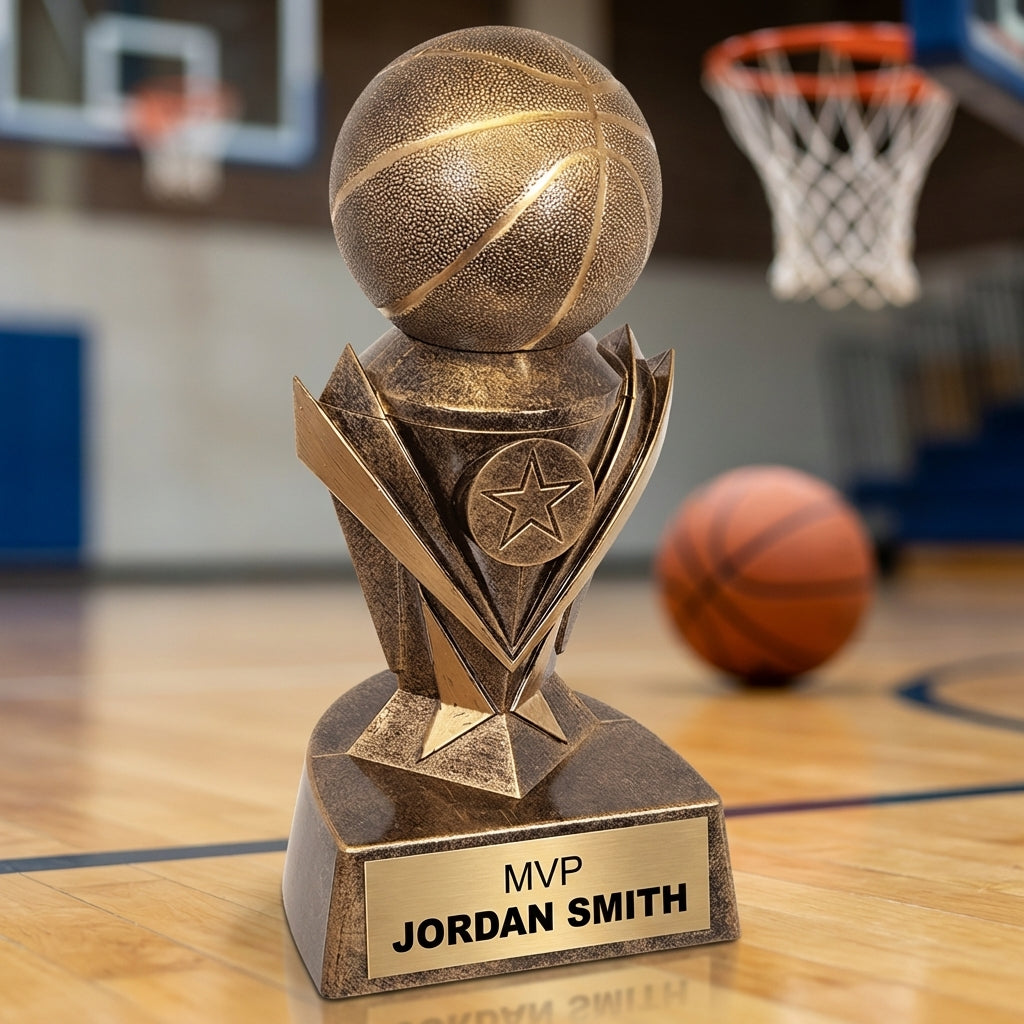 Personalized Basketball Trophy 7"/10.75" - Custom Engraved ASTRO AWRD for Team, Coach & MVP Awards - View 3