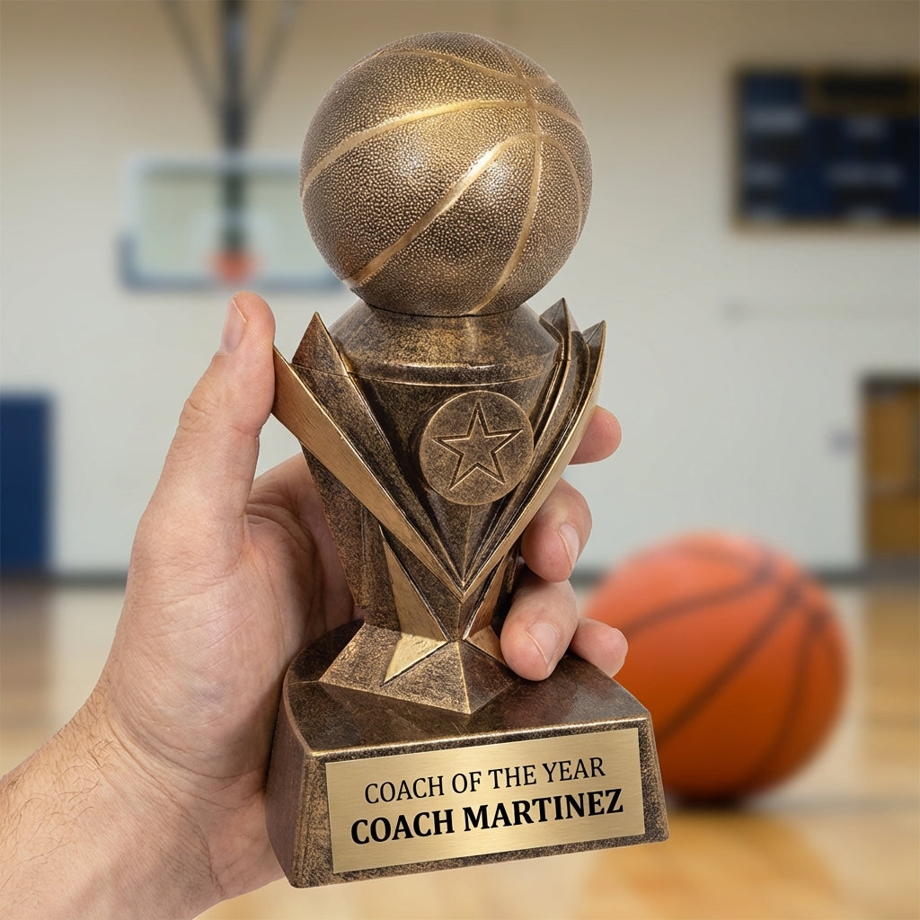 Personalized Basketball Trophy 7"/10.75" - Custom Engraved ASTRO AWRD for Team, Coach & MVP Awards - View 5