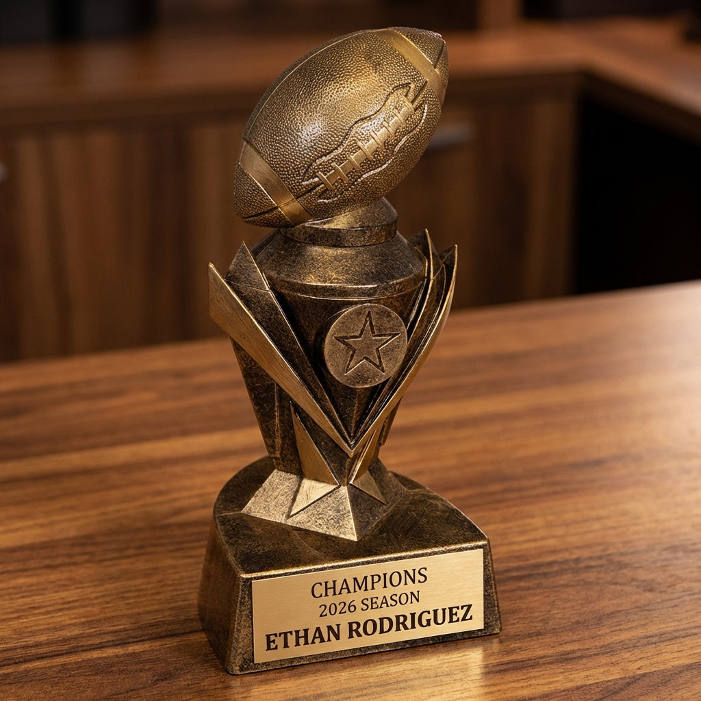Personalized Football Trophy 7"/8.75"/10.75" - Custom Engraved ASTRO AWRD for Team, Coach & MVP Awards - View 2