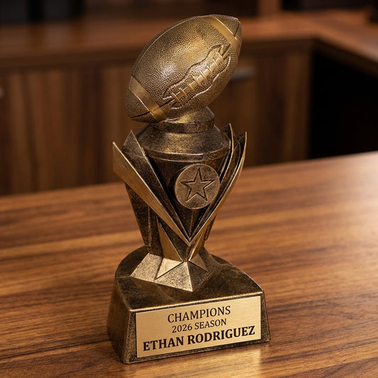 Personalized Football Trophy 7"/8.75"/10.75" - Custom Engraved ASTRO AWRD for Team, Coach & MVP Awards - View 2
