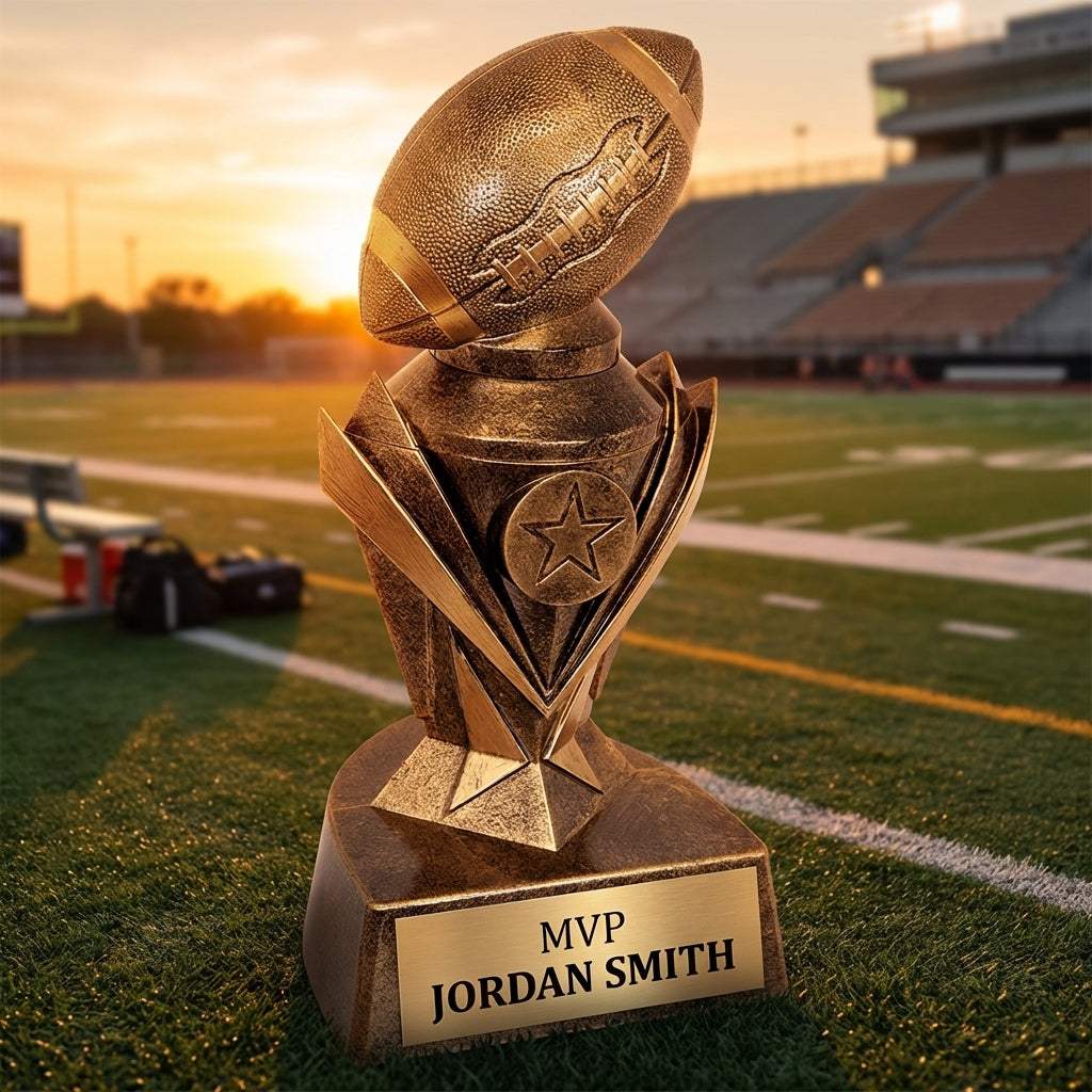 Personalized Football Trophy 7"/8.75"/10.75" - Custom Engraved ASTRO AWRD for Team, Coach & MVP Awards - View 3