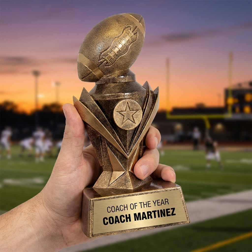 Personalized Football Trophy 7"/8.75"/10.75" - Custom Engraved ASTRO AWRD for Team, Coach & MVP Awards - View 5