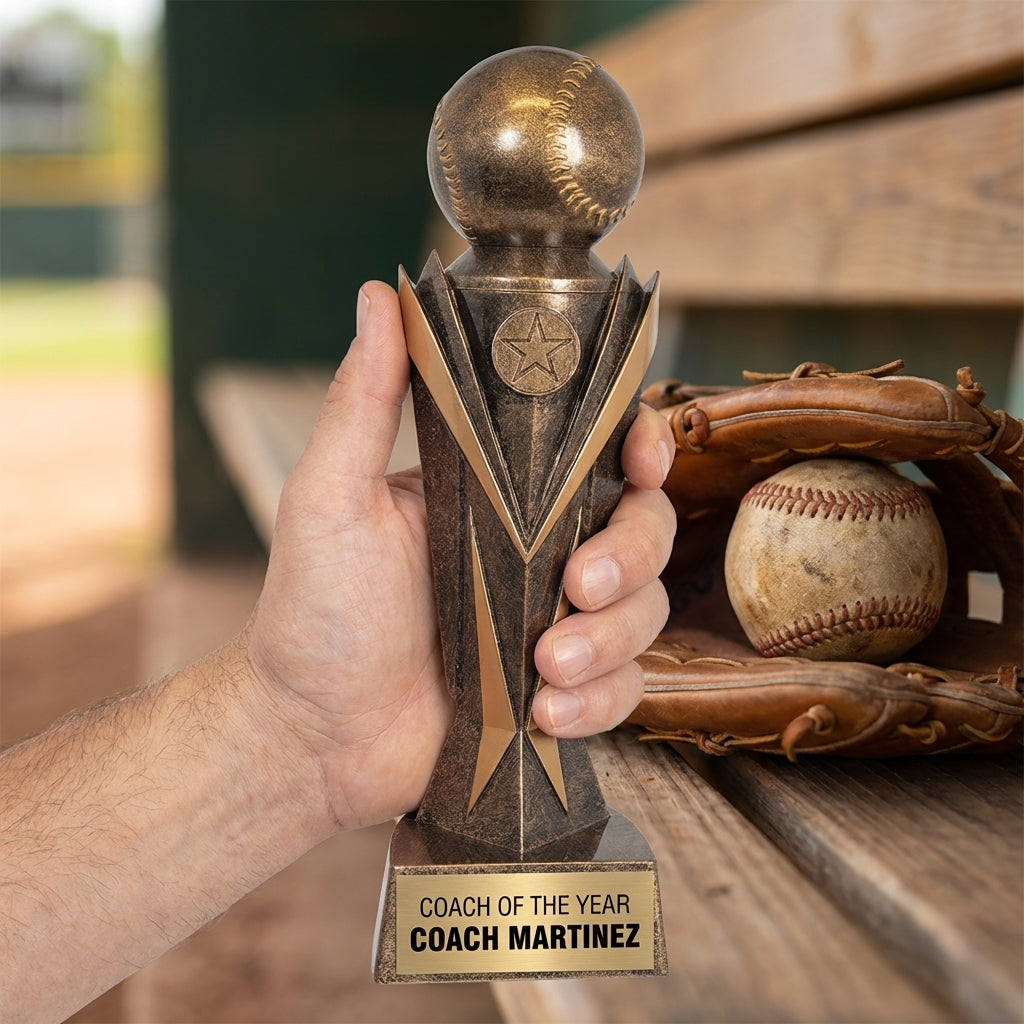 Personalized Baseball Trophy 10.75" - Custom Engraved AA for Team, Coach & MVP - View 5