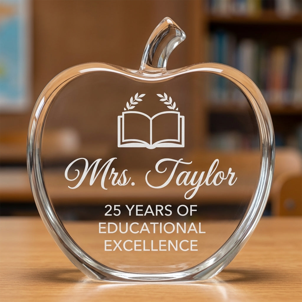 Personalized Teacher Appreciation Award - Laser Engraved Acrylic Gift for Educator Retirement, Graduation, Years of Service - Custom Name - View 1