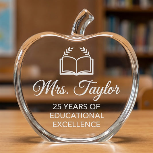 Personalized Teacher Appreciation Award - Laser Engraved Acrylic Gift for Educator Retirement, Graduation, Years of Service - Custom Name - View 1
