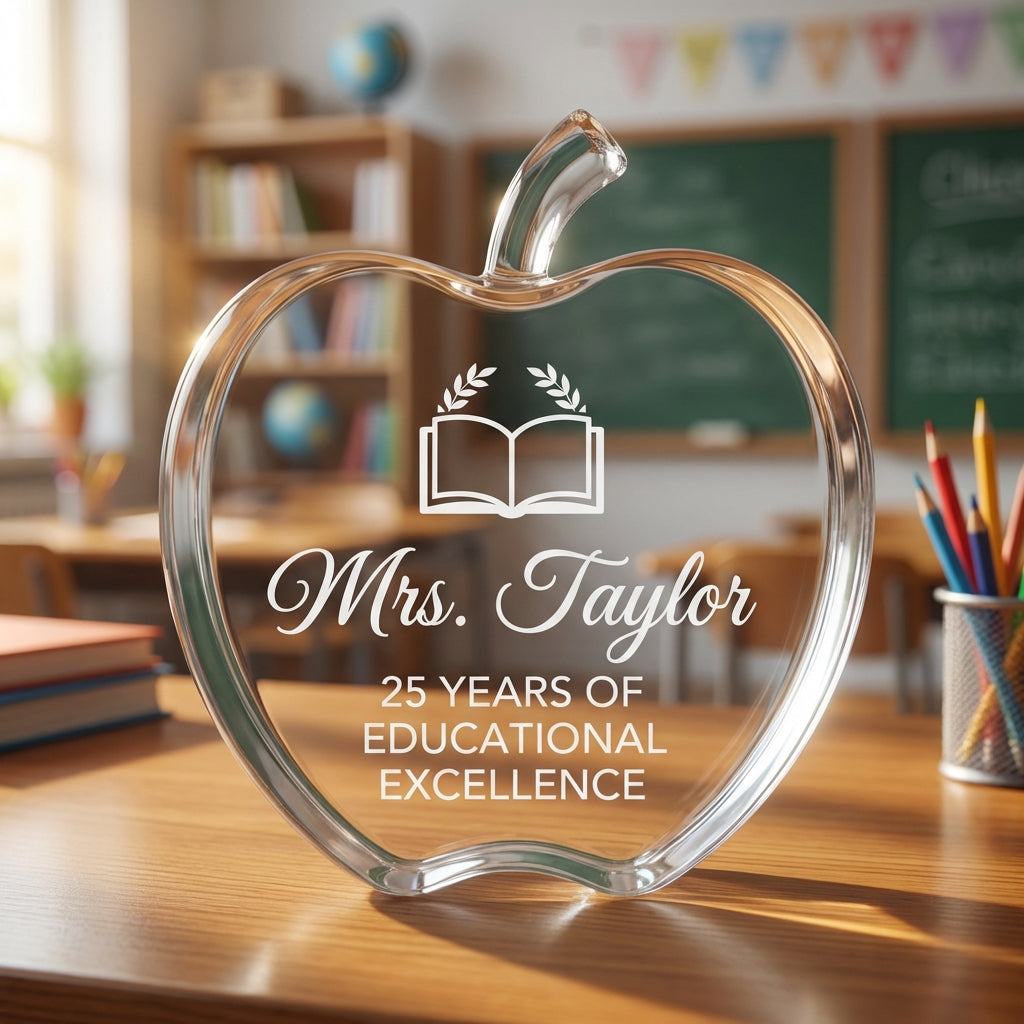 Personalized Teacher Appreciation Award - Laser Engraved Acrylic Gift for Educator Retirement, Graduation, Years of Service - Custom Name - View 2