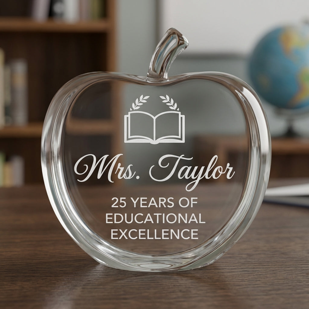 Personalized Teacher Appreciation Award - Laser Engraved Acrylic Gift for Educator Retirement, Graduation, Years of Service - Custom Name - View 3