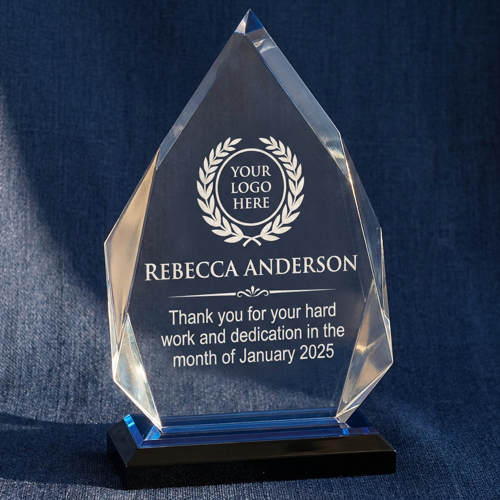 Personalized Employee Recognition Award - Custom Logo Engraved Acrylic Plaque - Corporate Appreciation Gift - Staff Milestone - View 2