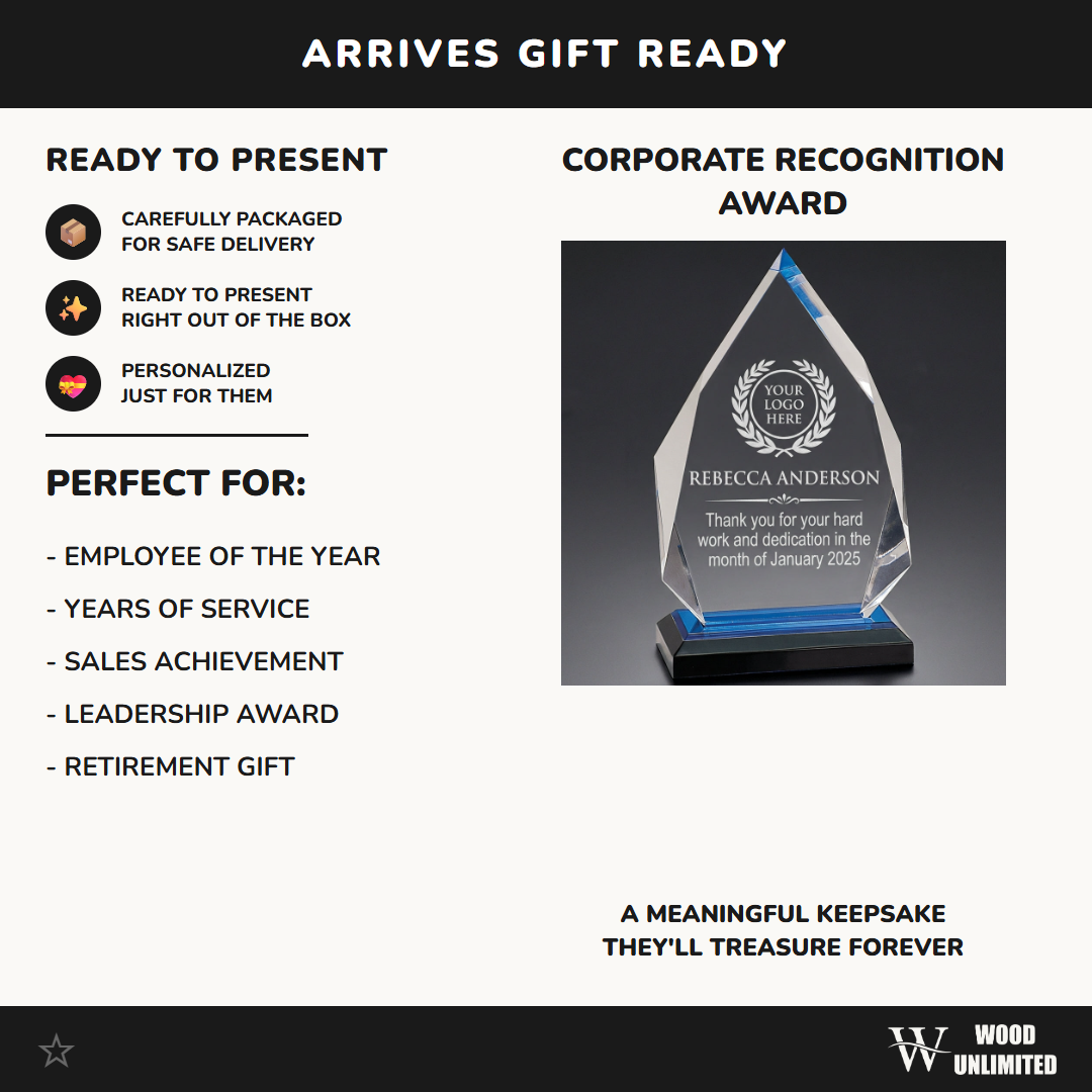 Personalized Employee Recognition Award - Custom Logo Engraved Acrylic Plaque - Corporate Appreciation Gift - Staff Milestone