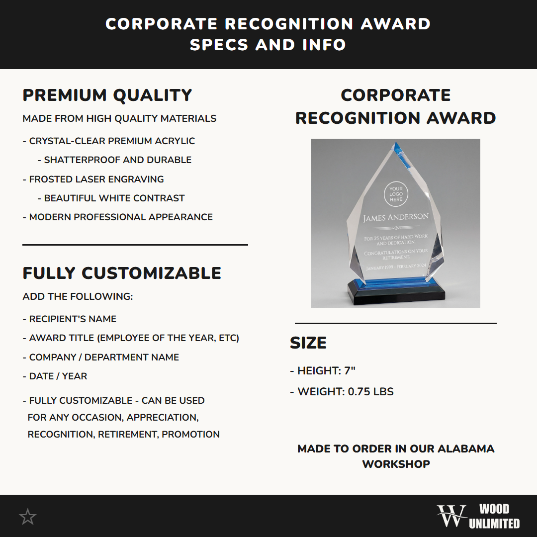Personalized Retirement Gift Acrylic Award | Custom Engraved Employee Recognition Plaque | Farewell Keepsake | Durable Corporate Award
