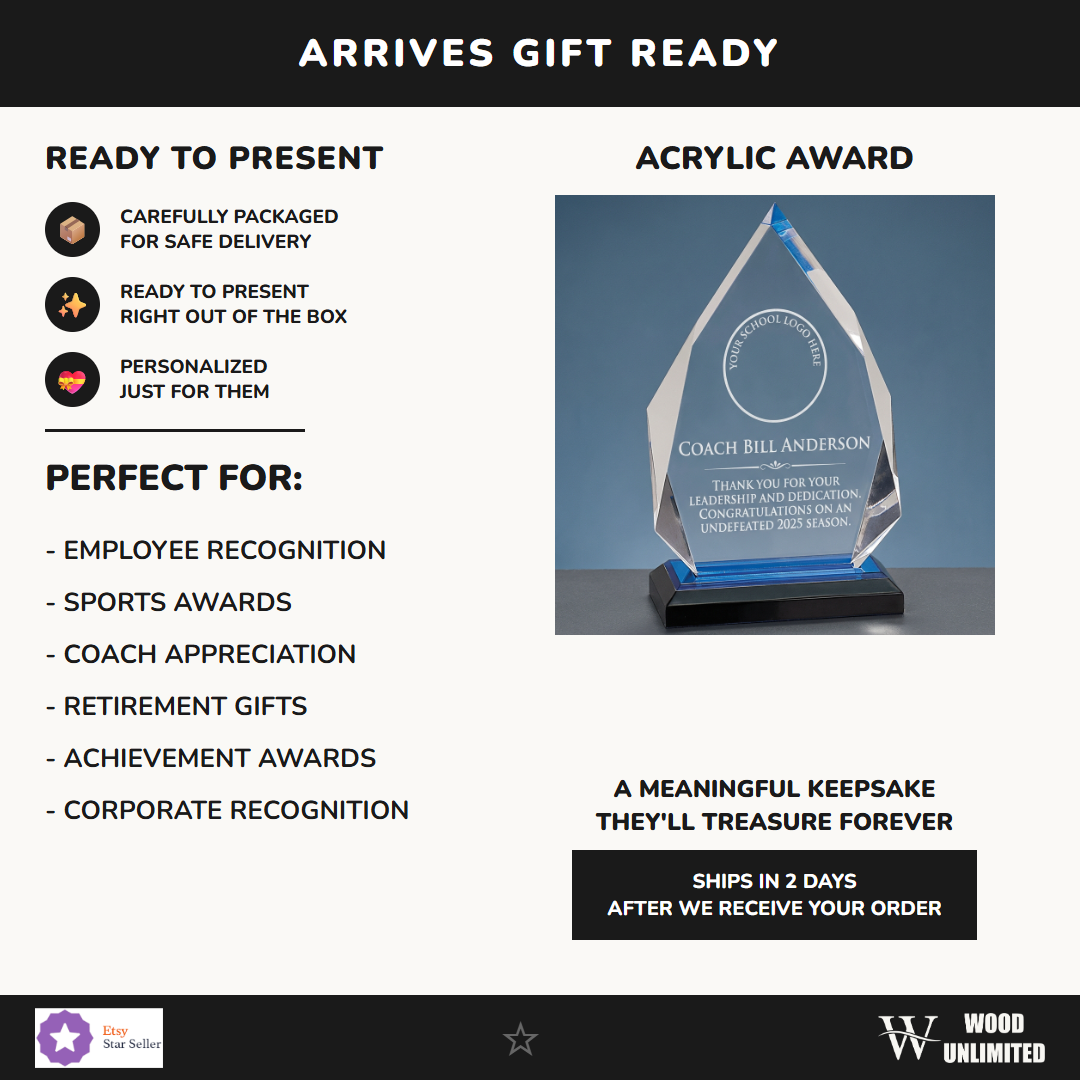 Personalized Employee Service Award | Custom Engraved Acrylic Plaque | Corporate Recognition Gift | 25 Year Work Anniversa...