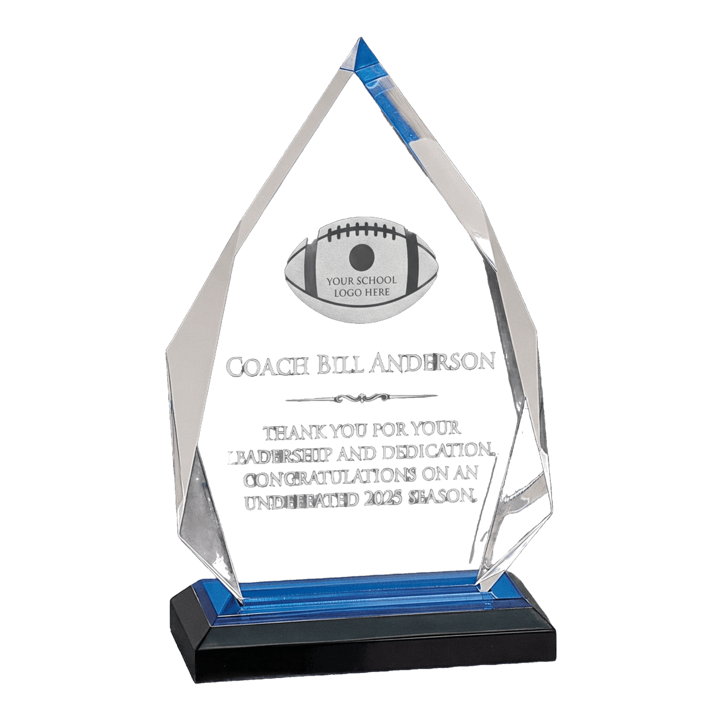 Personalized Football Coach Gift - Laser Engraved Acrylic Award - Team Recognition - End of Season Thank You - Custom Name