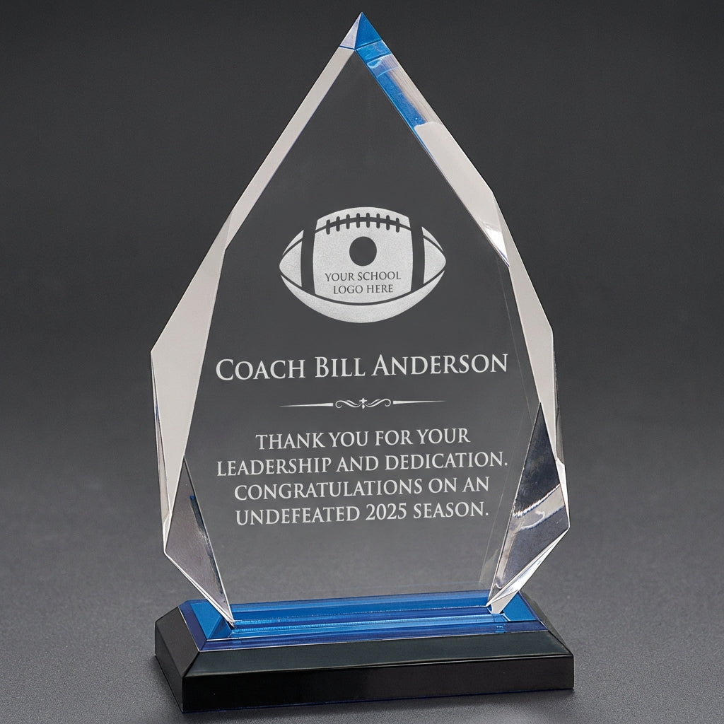 Personalized Football Coach Gift - Laser Engraved Acrylic Award - Team Recognition - End of Season Thank You - Custom Name - View 1