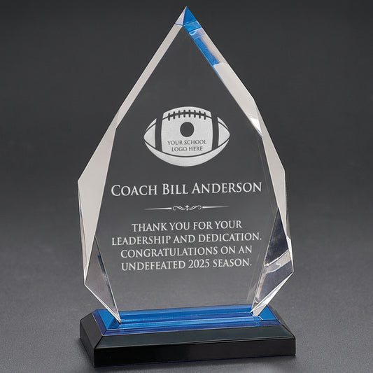 Personalized Football Coach Gift - Laser Engraved Acrylic Award - Team Recognition - End of Season Thank You - Custom Name - View 1