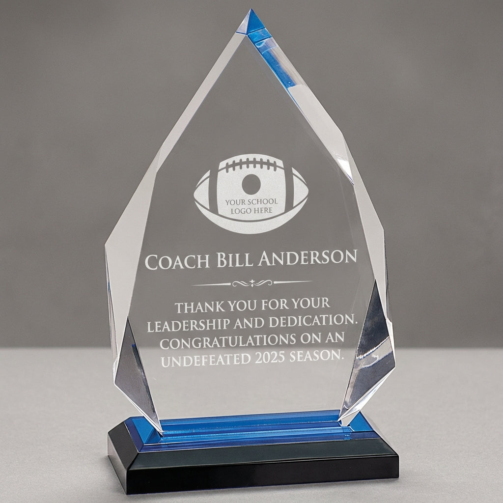 Personalized Football Coach Gift - Laser Engraved Acrylic Award - Team Recognition - End of Season Thank You - Custom Name - View 3