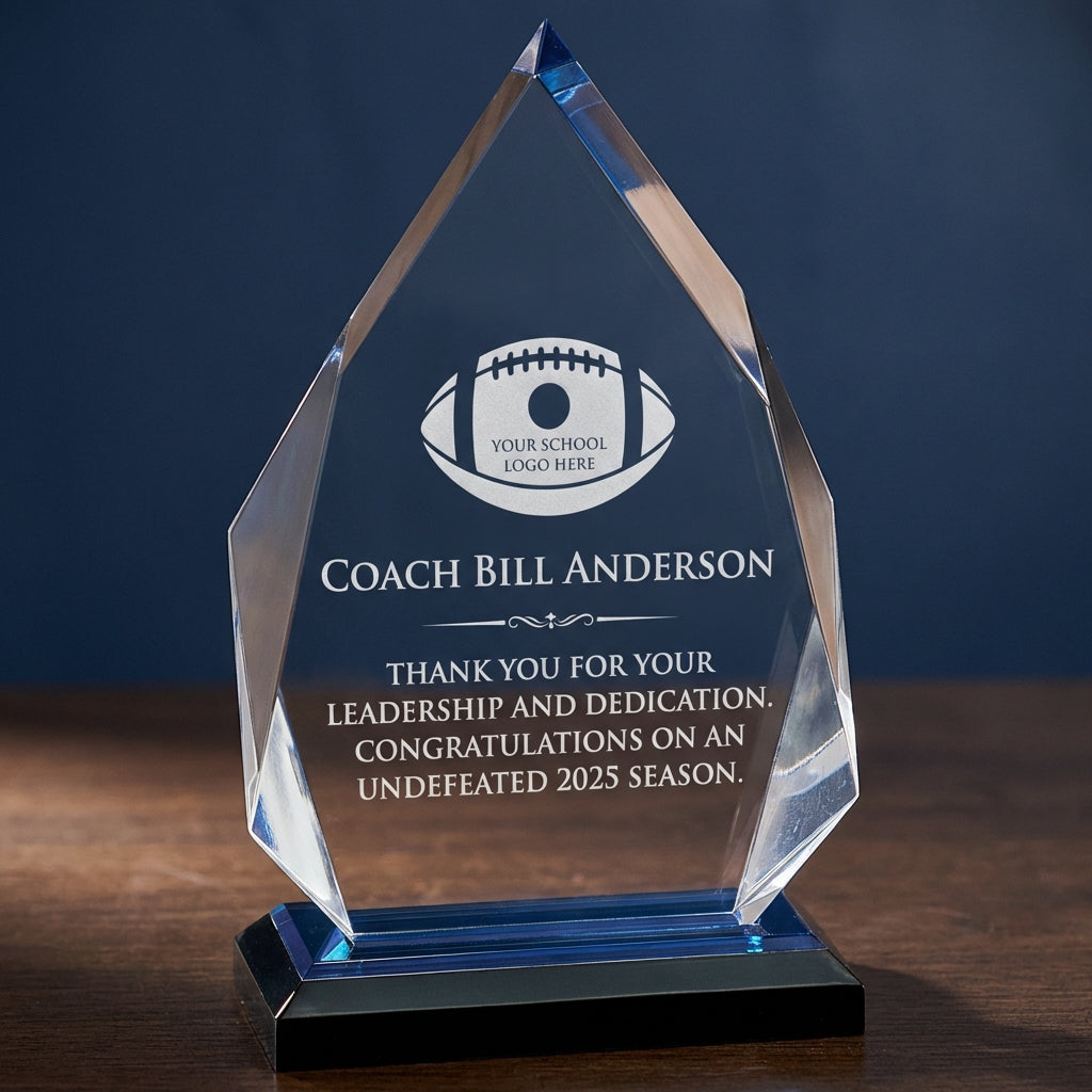 Personalized Football Coach Gift - Laser Engraved Acrylic Award - Team Recognition - End of Season Thank You - Custom Name - View 4
