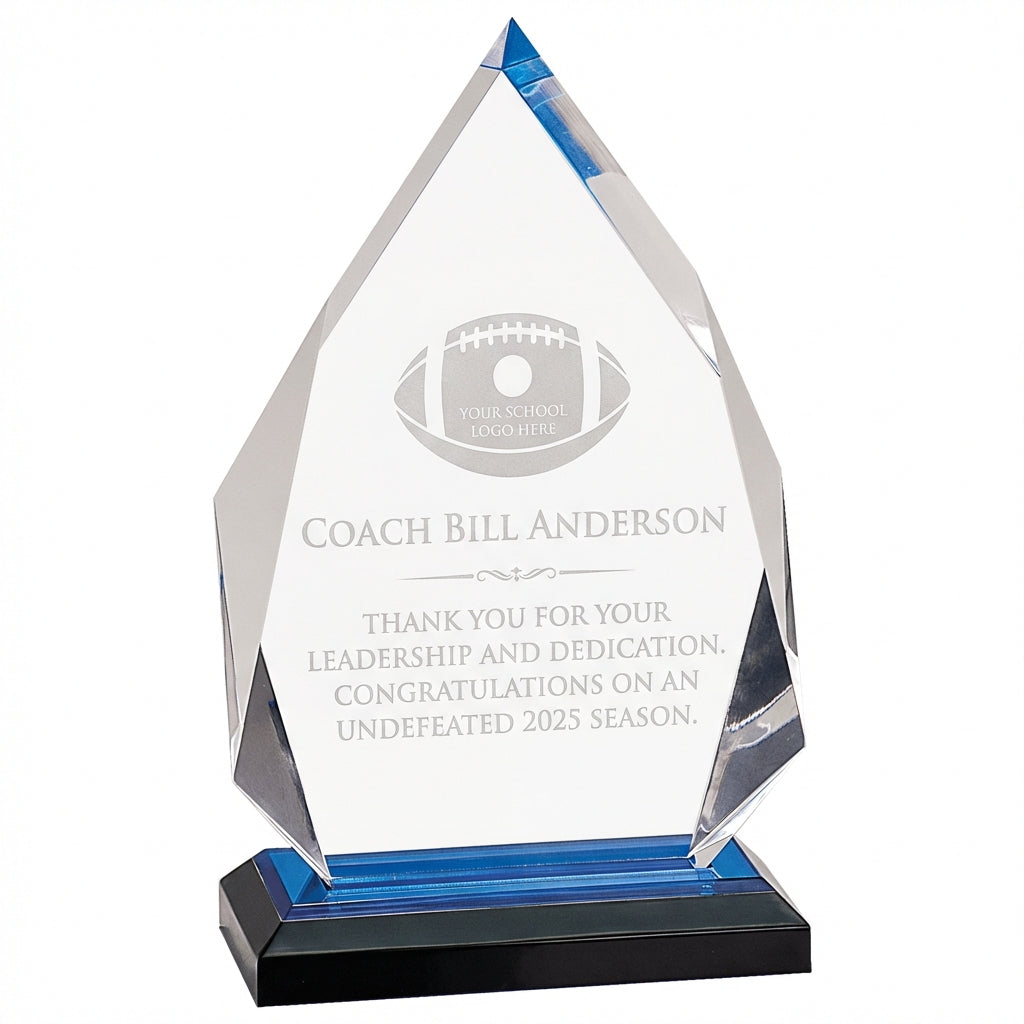 Personalized Football Coach Gift - Laser Engraved Acrylic Award - Team Recognition - End of Season Thank You - Custom Name - View 5