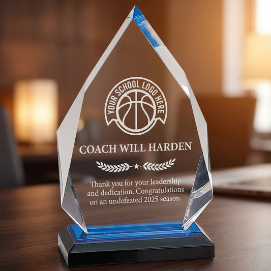 Personalized Basketball Coach Gift Acrylic Award - Team Recognition End of Season - Laser Engraved Durable - Custom Name - View 1