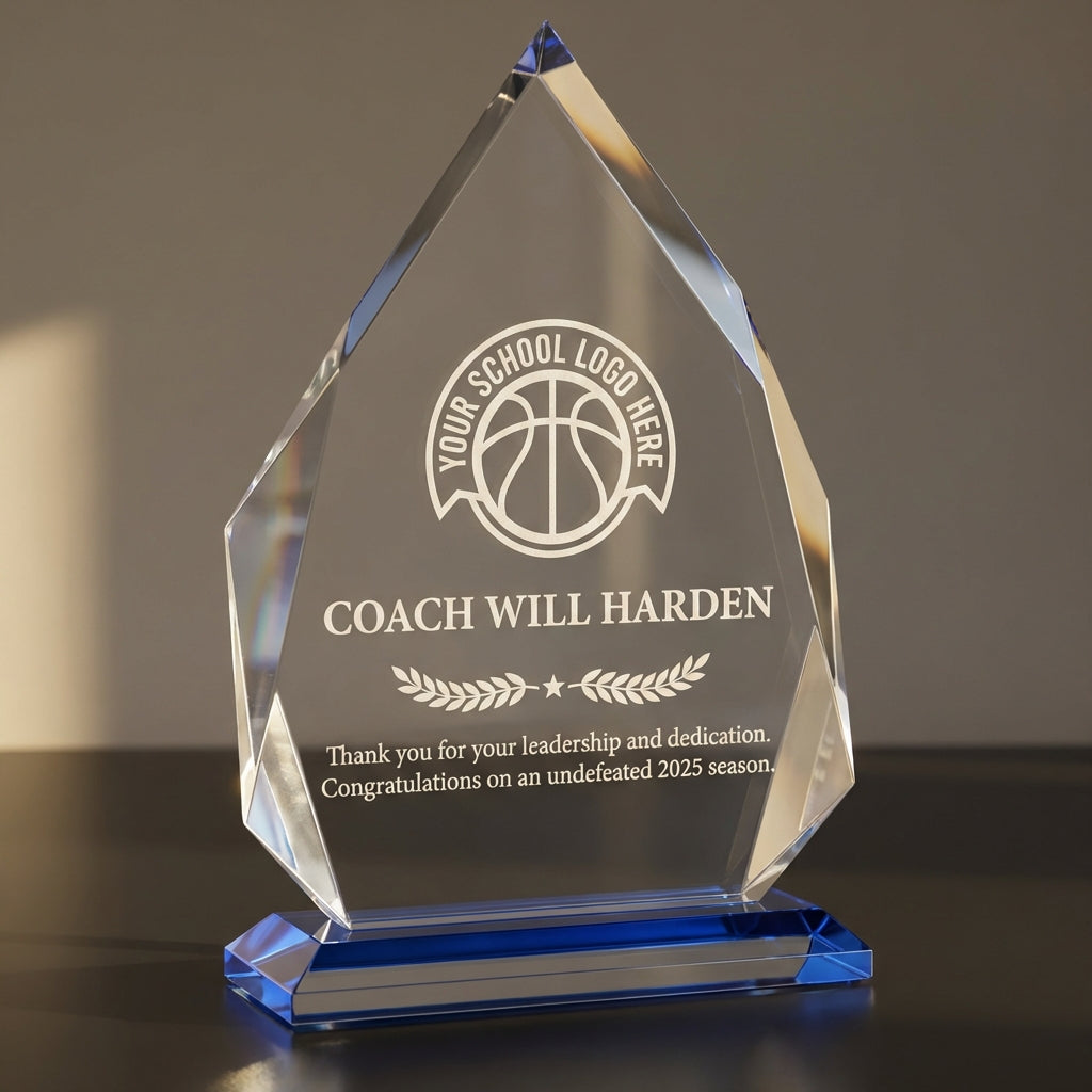 Personalized Basketball Coach Gift Acrylic Award - Team Recognition End of Season - Laser Engraved Durable - Custom Name - View 2