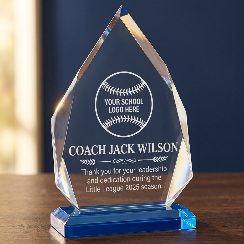 Personalized Baseball Coach Gift Laser Engraved Acrylic Award - Little League Thank You - Custom Team Logo & Name - Durable Keepsake - View 2