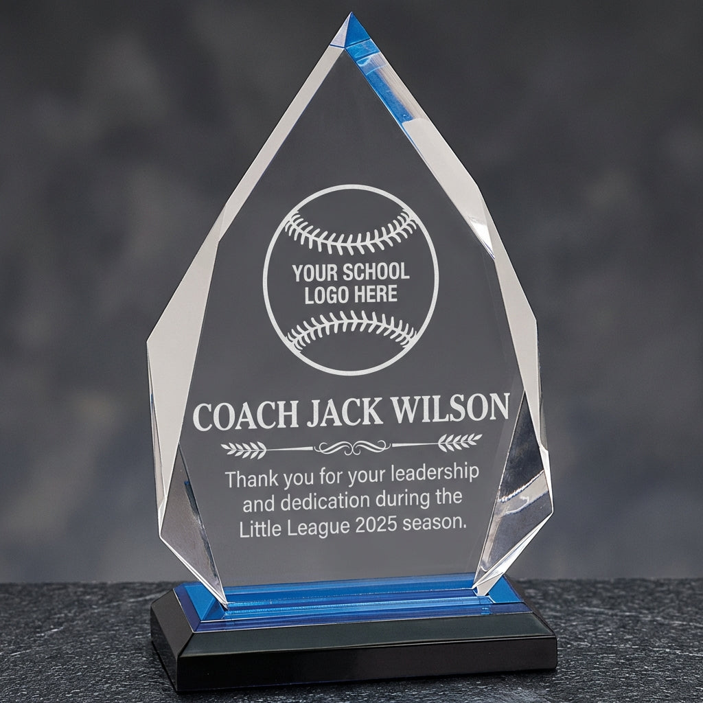 Personalized Baseball Coach Gift Laser Engraved Acrylic Award - Little League Thank You - Custom Team Logo & Name - Durable Keepsake - View 3