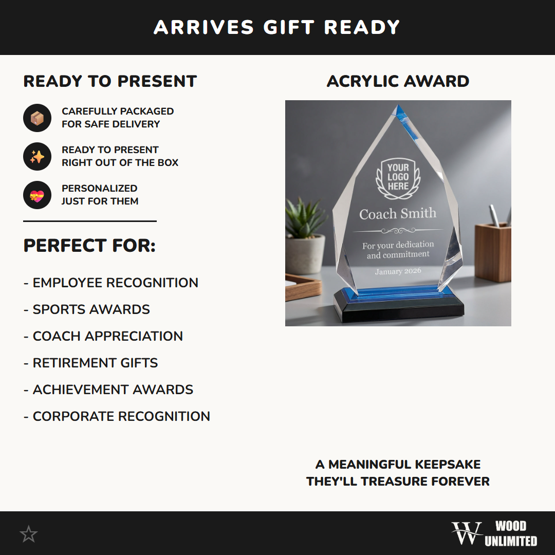 Personalized Hockey Coach Gift - Acrylic Award - End of Season Gift - Thank You Gift - Custom Name & Logo