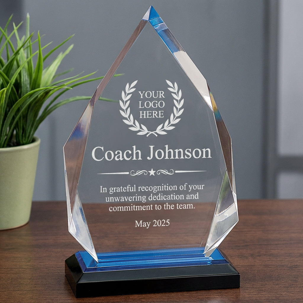 Personalized Lacrosse Coach Award - Custom Engraved Acrylic Trophy - Team Thank You Gift - End of Season Recognition - View 2