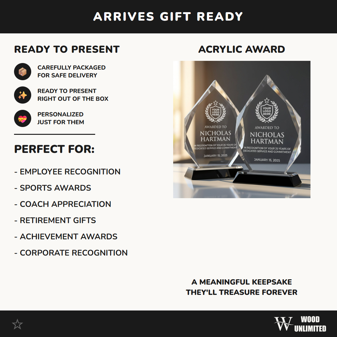 Personalized Employee Service Award | Custom Engraved Acrylic Plaque | Corporate Recognition Gift | 25 Year Work Anniversary Thank You