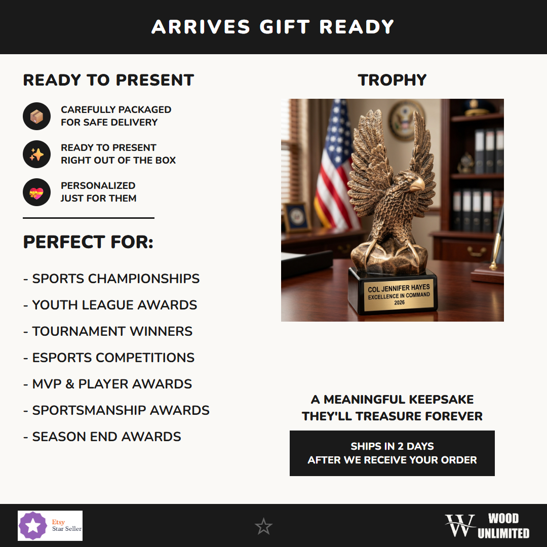Elegant Eagle Award.  Gift Ready - perfect for awards ceremonies, recognition, and celebrations
