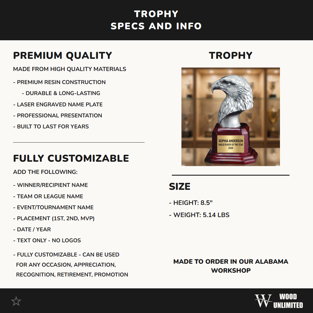 Personalized | Eagle Award | Custom Engraved | Eagle Trophy | Patriotic Award | Military Gift | Eagle Scout | Achievement Award