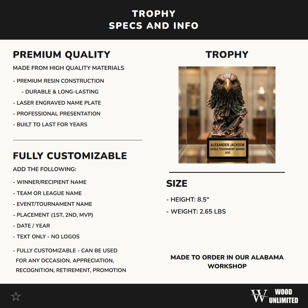 Personalized | Eagle Award | Custom Engraved | Eagle Trophy | Patriotic Award | Military Gift | Veteran Award | Engraved Trophy