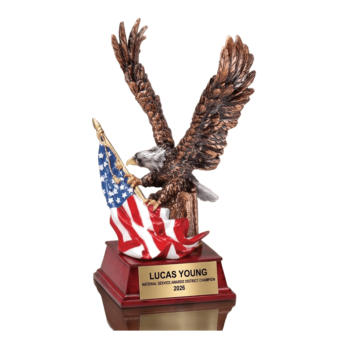 Personalized Patriotic Eagle Trophy, Custom Engraved American Flag Award, Military & Service Recognition Gift