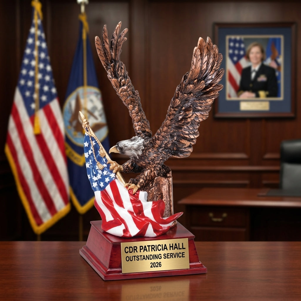 Sports Trophy Award | Personalized | Custom Engraved | Eagle & Flag | Team Award | Sports Gift | Tournament Trophy - View 1
