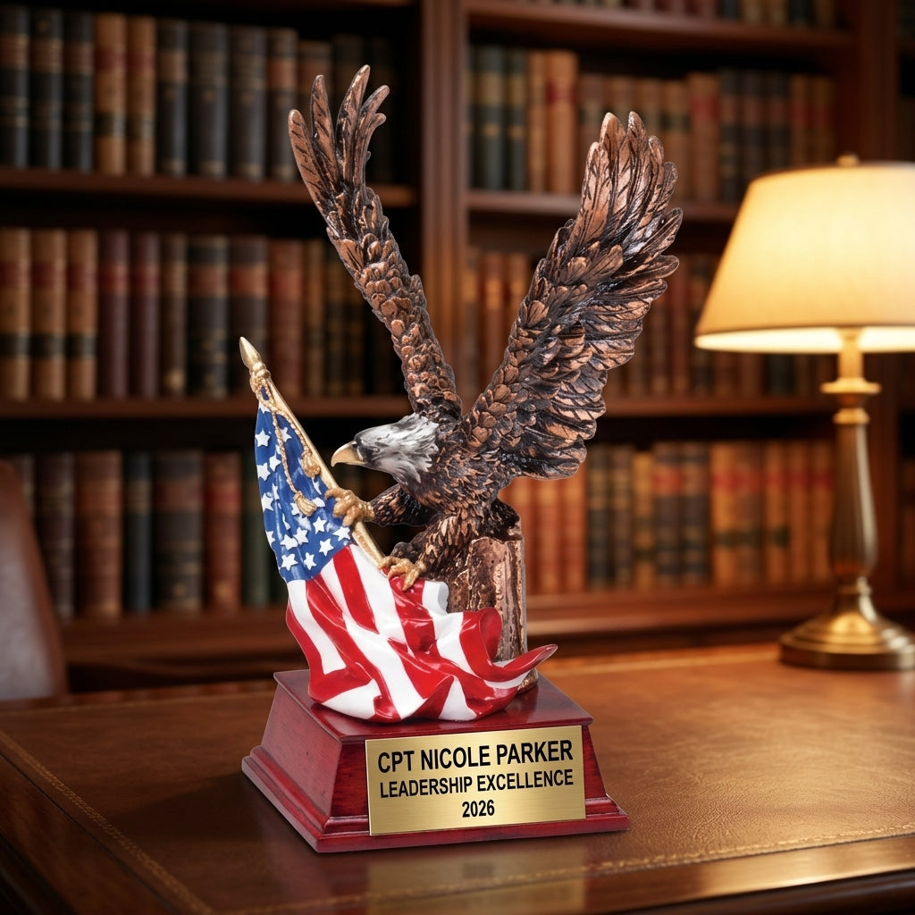 Sports Trophy Award | Personalized | Custom Engraved | Eagle & Flag | Team Award | Sports Gift | Tournament Trophy - View 3