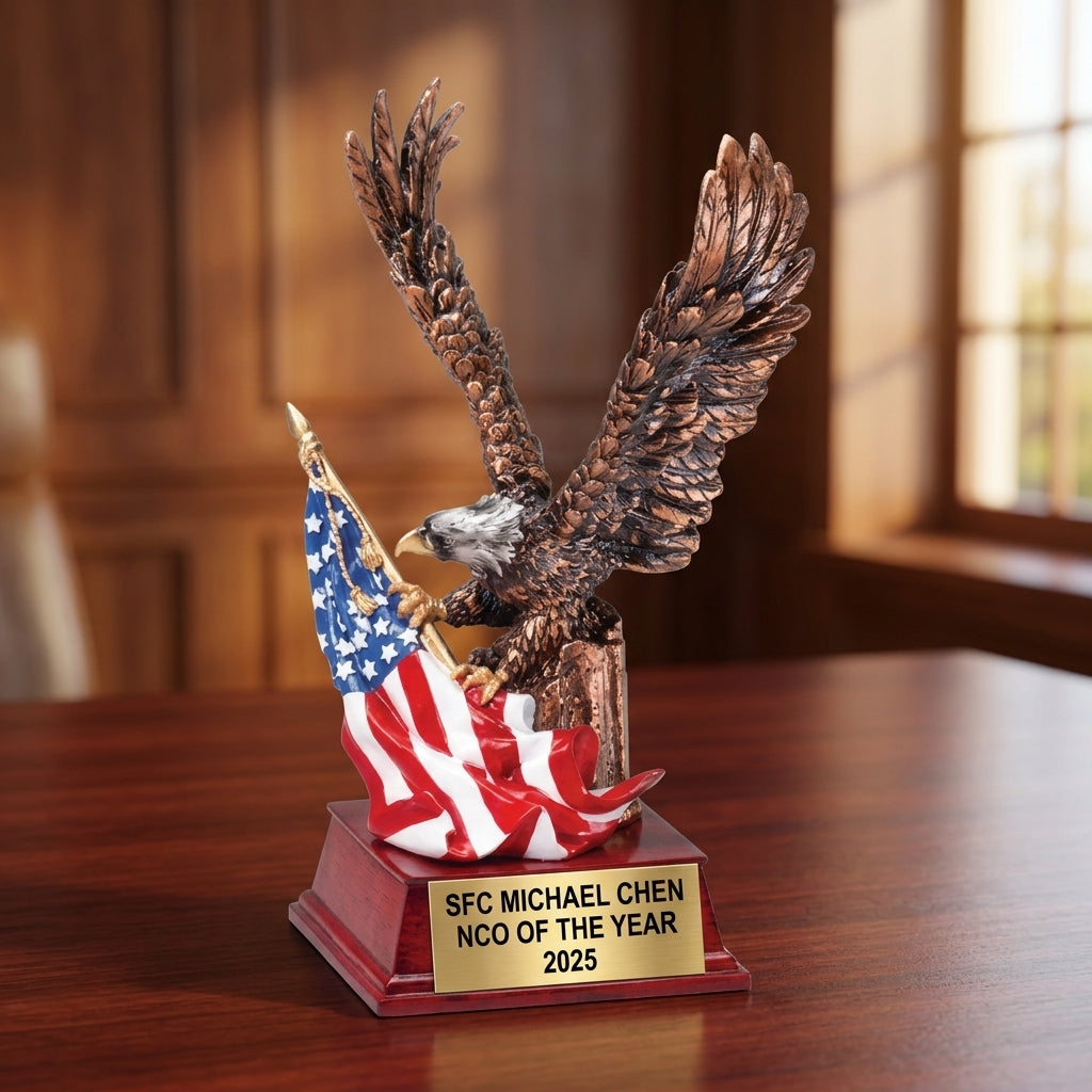 Sports Trophy Award | Personalized | Custom Engraved | Eagle & Flag | Team Award | Sports Gift | Tournament Trophy - View 5