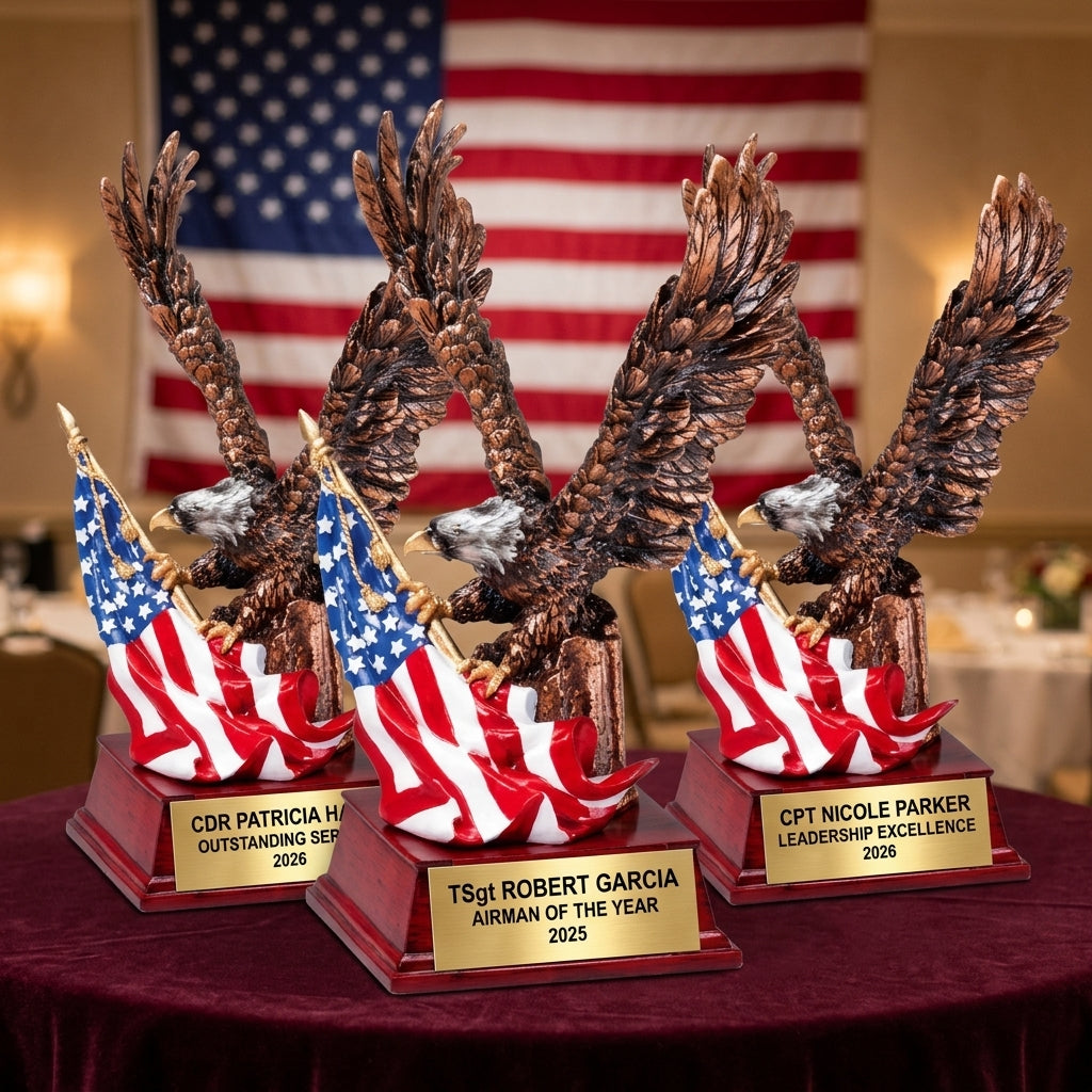 Sports Trophy Award | Personalized | Custom Engraved | Eagle & Flag | Team Award | Sports Gift | Tournament Trophy - View 6