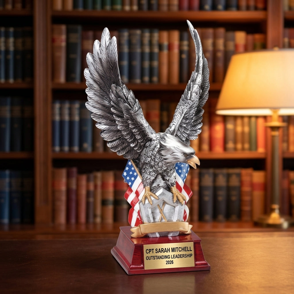 Military Trophy Award | Personalized | Custom Engraved | Retirement Gift | Service Award | Promotion | Veterans Day | Change of Command - View 3