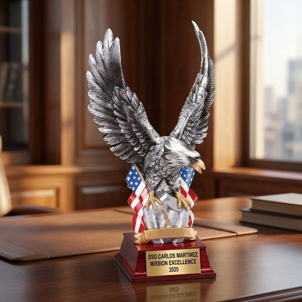 Military Trophy Award | Personalized | Custom Engraved | Retirement Gift | Service Award | Promotion | Veterans Day | Change of Command - View 5