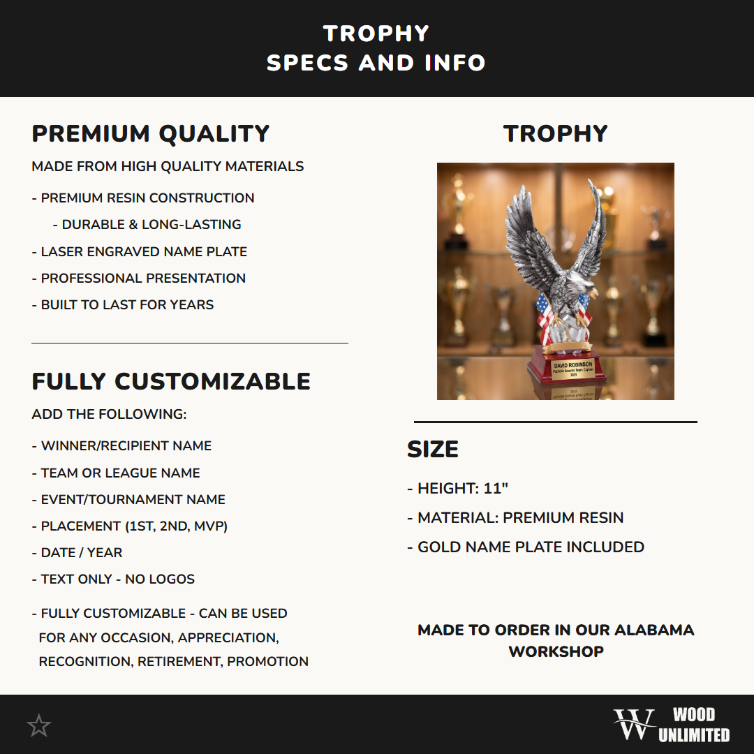 Military Trophy Award | Personalized | Custom Engraved | Retirement Gift | Service Award | Promotion | Veterans Day | Change of Command