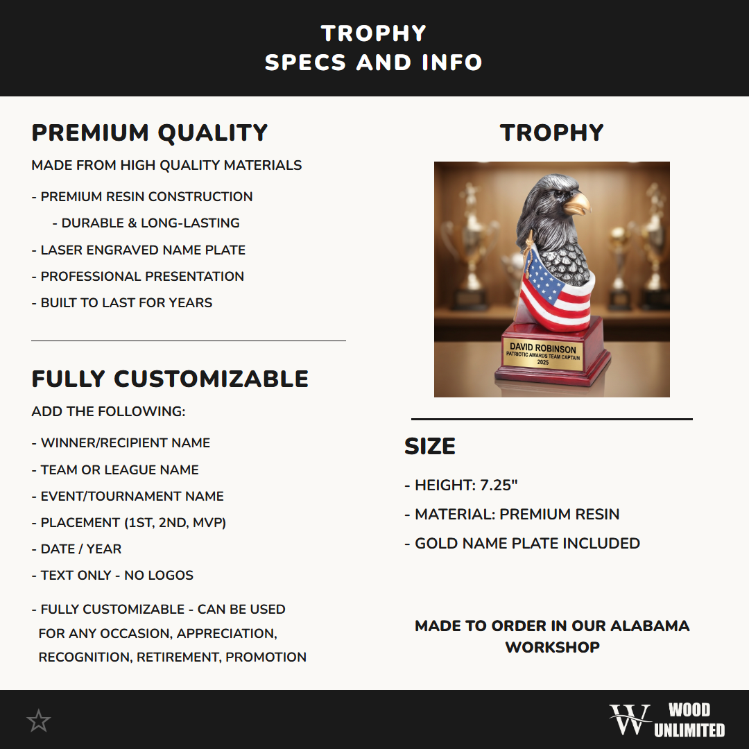 Eagle Trophy Award | Personalized | Custom Engraved | Achievement Gift | Leadership Award | Patriotic Gift