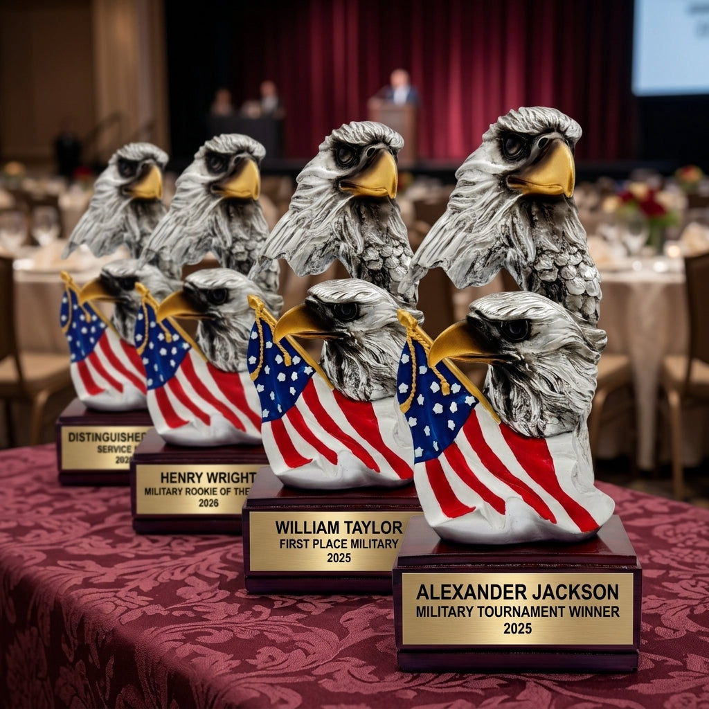 Customer reviews for Wood Unlimited personalized trophy awards with 5-star ratings and trust badges