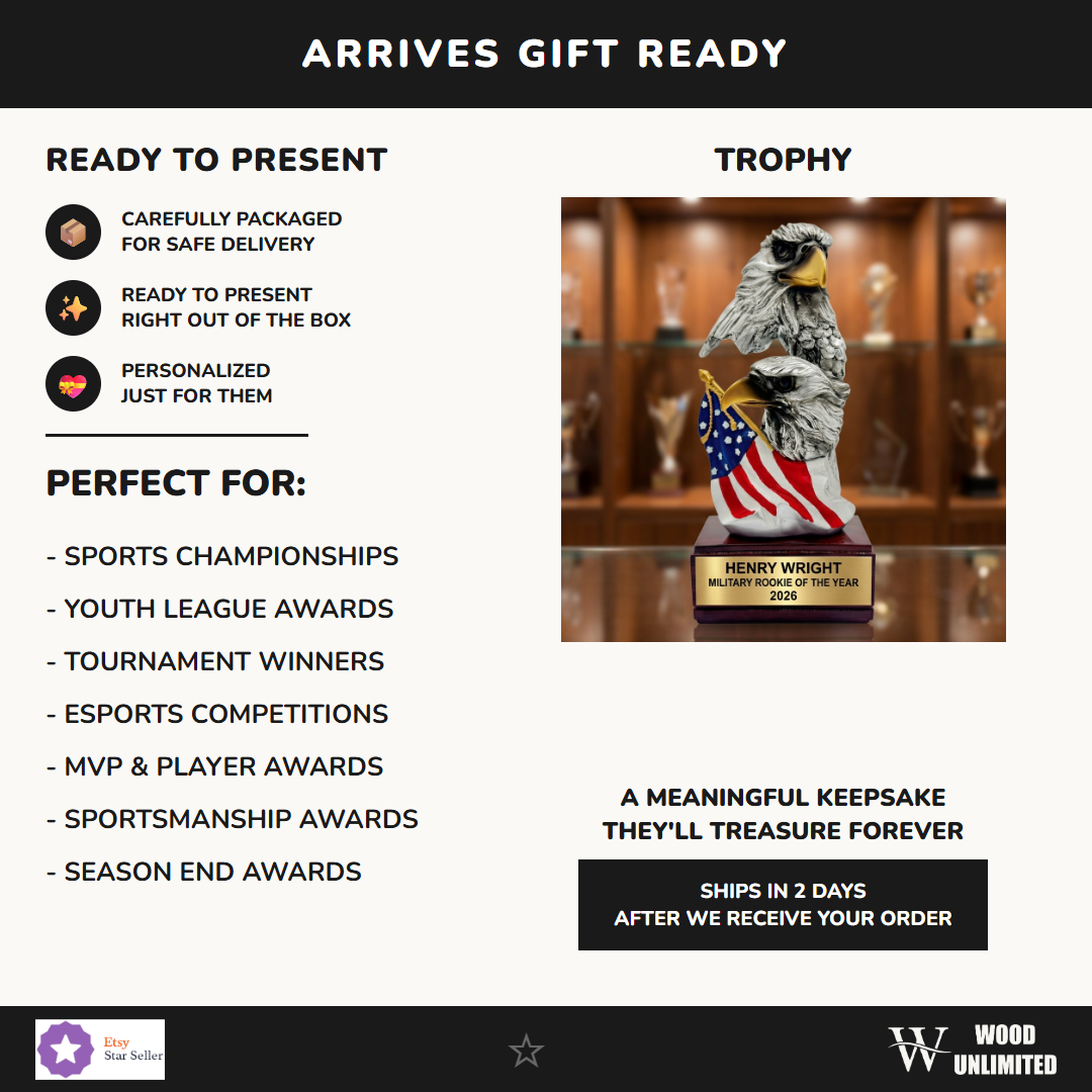 Personalized trophy award ideal for tournament champions, MVP recognition, and school athletics