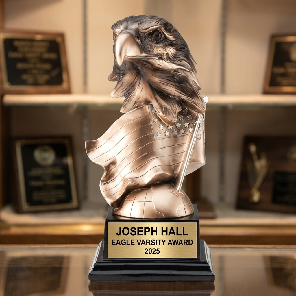 Personalized | Eagle, Patriotic, Military Award | Custom Engraved | Eagle Trophy | Patriotic Award | Military Gift | Veteran Recognition - View 1