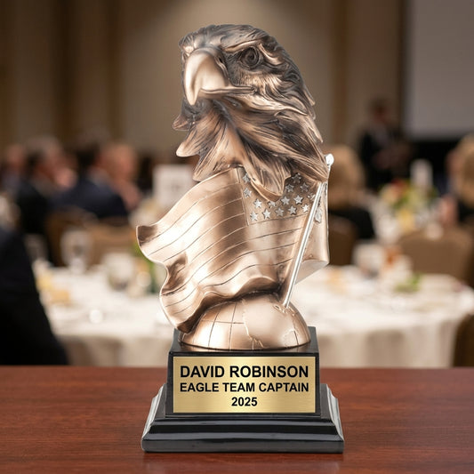 Personalized | Eagle, Patriotic, Military Award | Custom Engraved | Eagle Trophy | Patriotic Award | Military Gift | Veteran Recognition - View 2