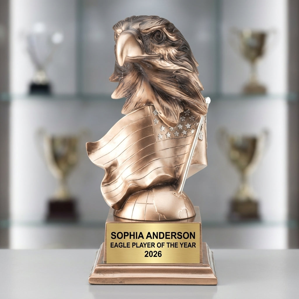 Personalized | Eagle, Patriotic, Military Award | Custom Engraved | Eagle Trophy | Patriotic Award | Military Gift | Veteran Recognition - View 4