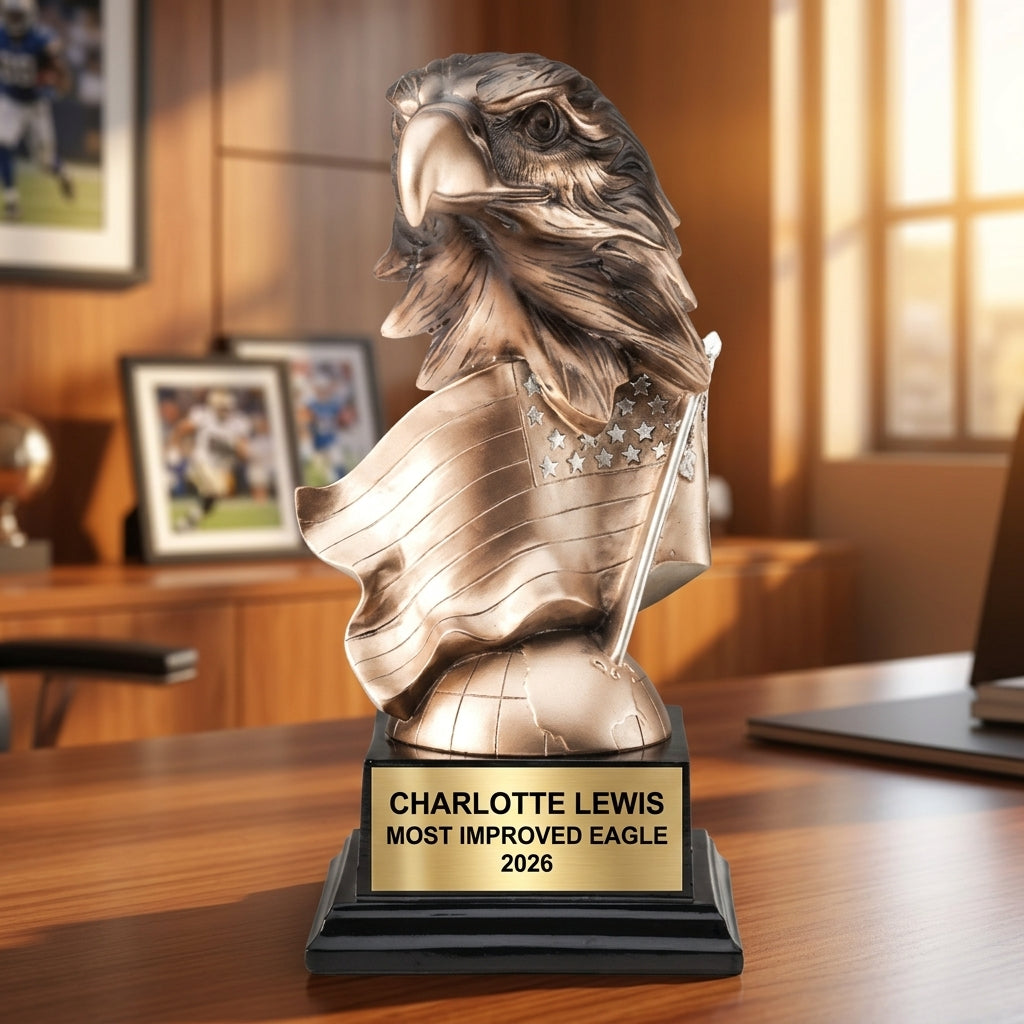 Personalized | Eagle, Patriotic, Military Award | Custom Engraved | Eagle Trophy | Patriotic Award | Military Gift | Veteran Recognition - View 5
