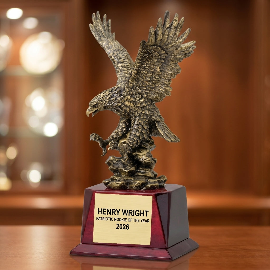 Patriotic Award Trophy | Personalized | Custom Engraved | Eagle Trophy | Military Award | Veteran Gift | USA Pride - View 4